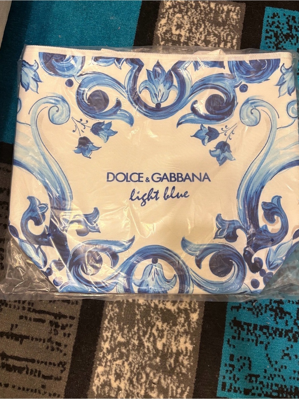 Dolce & Gabbana White and Light Blue Decorative Pouch